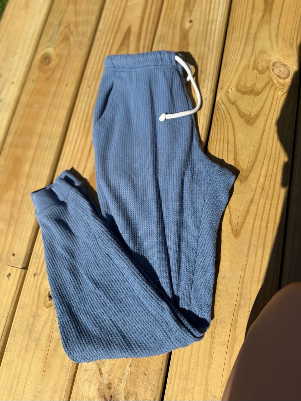 aerie Dusty Blue Waffle Knit Joggers